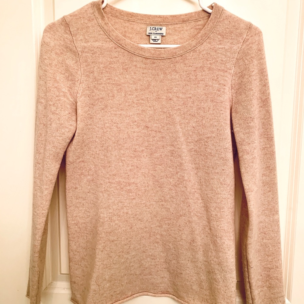 J Crew 100% Cashmere Crew Neck Sweater Pale Pink XS